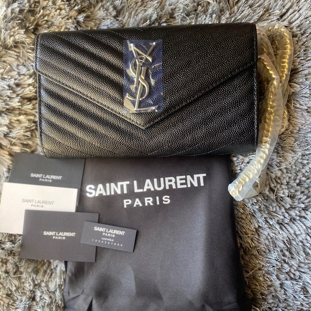 Ysl gold chain envelop purse